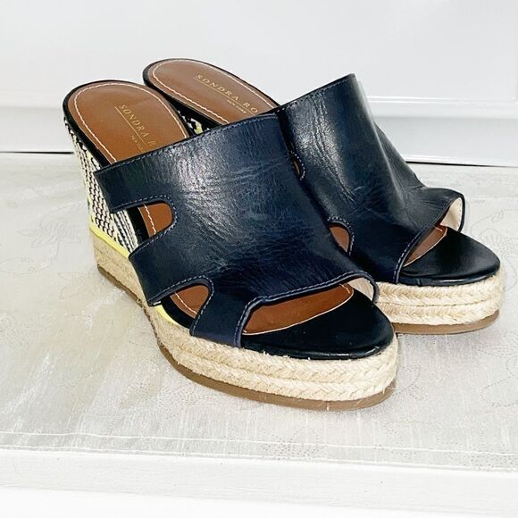Sondra Roberts NY Navy Angie Espadrille Wedge Sandal Size 7M - Picture 2 of 9